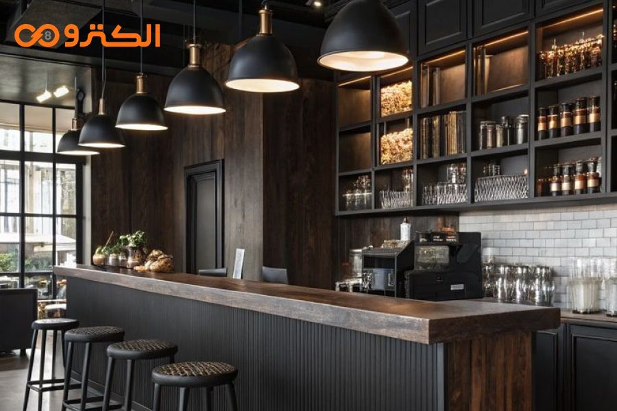 نورپردازی سقف کافه با چراغ آویز