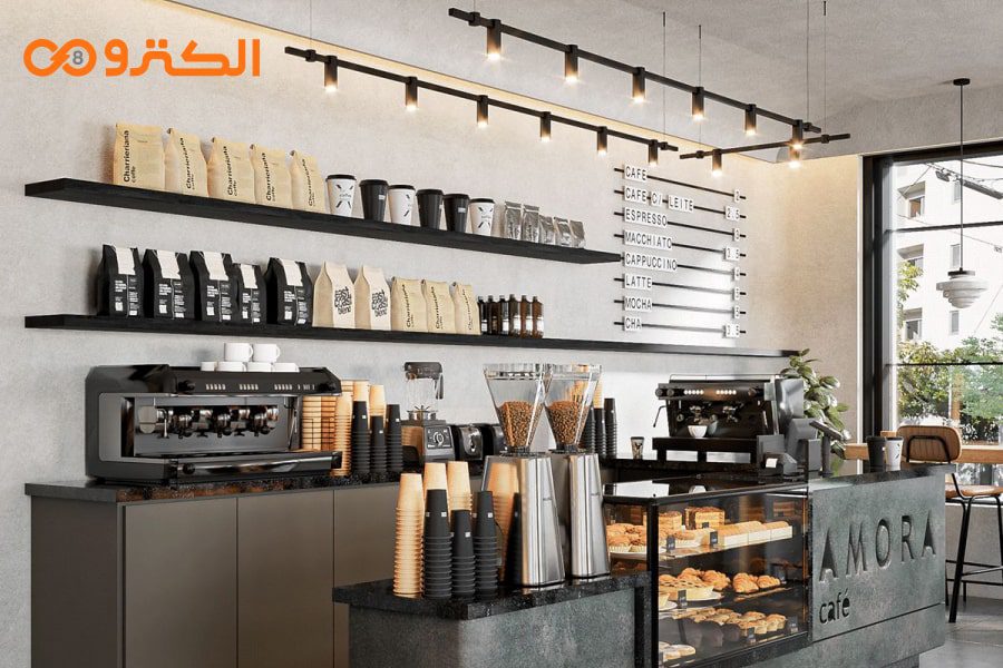 نورپردازی سقف کافه و رستوران با چراغ ریلی