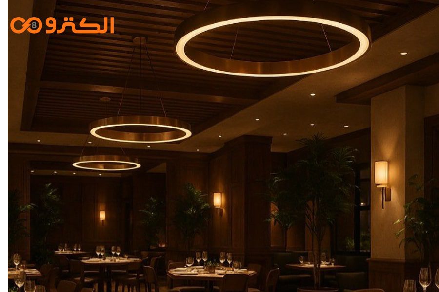 نورپردازی سقف کافه و رستوران با لوستر ال ای دی